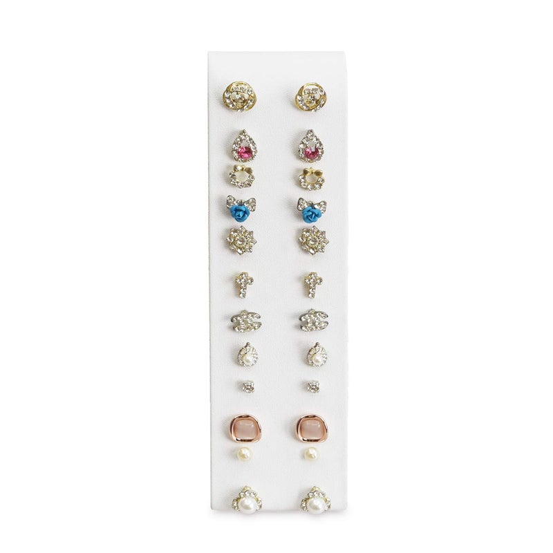 MOOCA Premium White Leatherette Adjustable Earring Display Stand Showcase Jewelry Stands for 12 Pairs of Earrings, White, 2 W x 2 7/8 D x 6 5/8 H in, White Faux Leather - Image 4